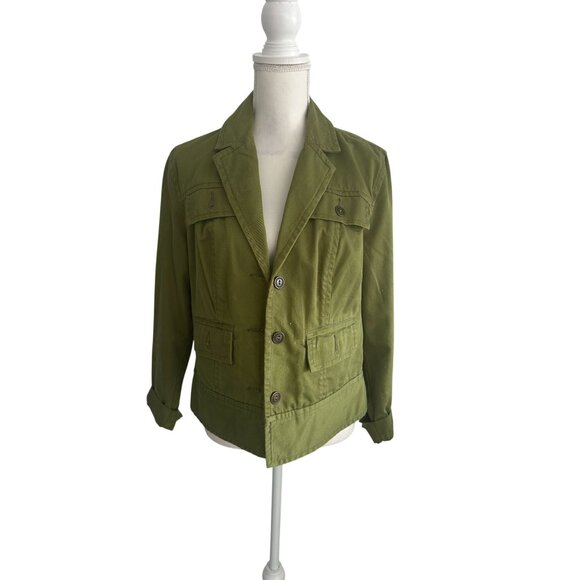 CHICOS Olive Green Blazer Jacket Size Chicos 1 US M 8 - Picture 3 of 6